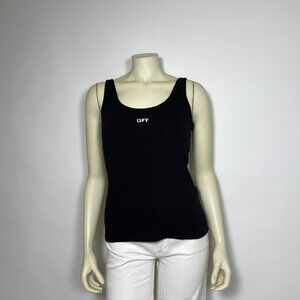OFF-WHITE Black Ribbed 'OFF' Stamp Tank Top